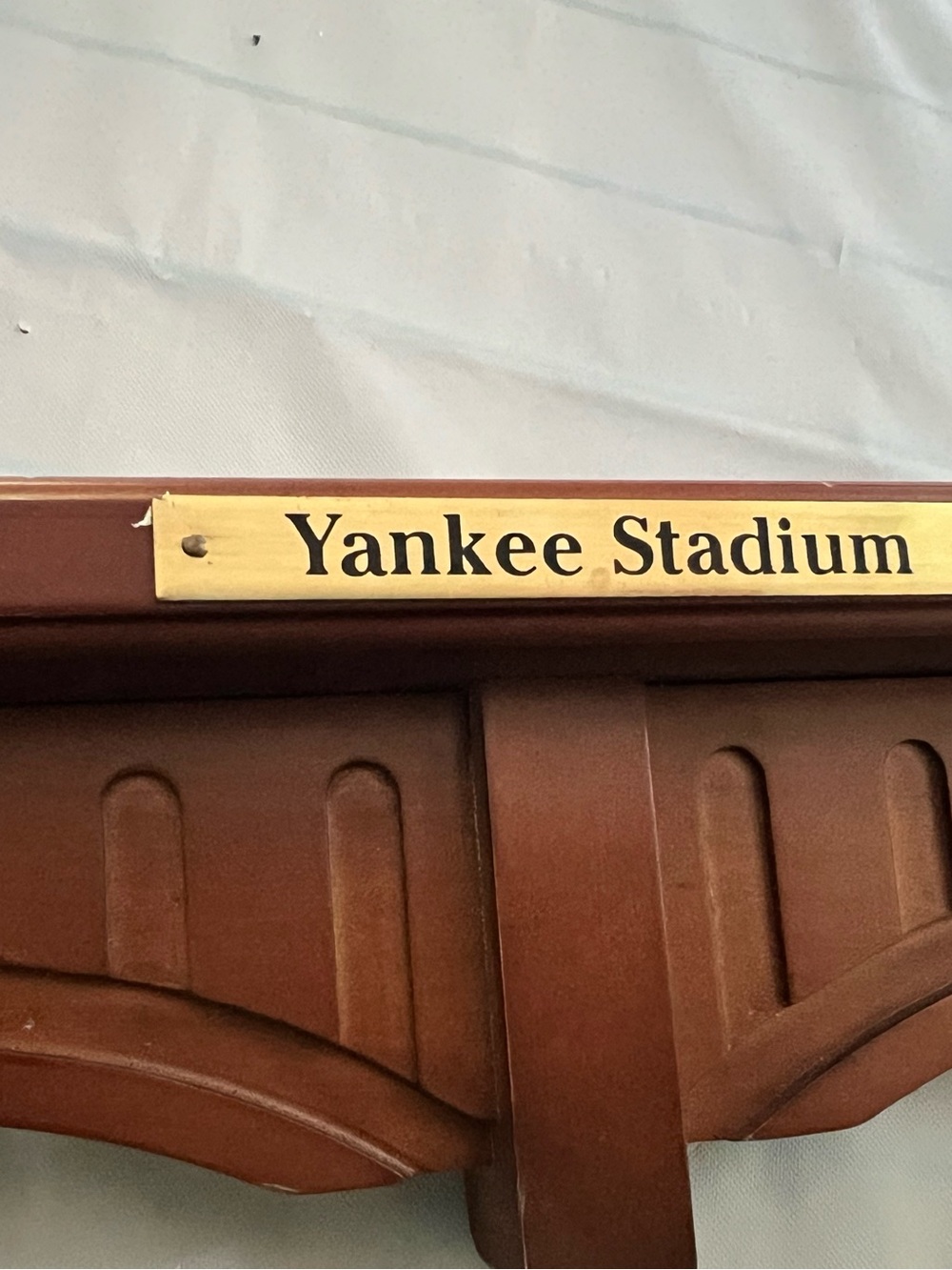 Yankee Stadium Brass Plaque Wall Hook - Brown